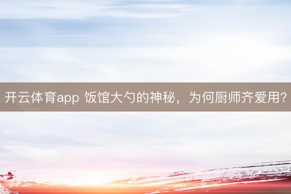 开云体育app 饭馆大勺的神秘，为何厨师齐爱用？
