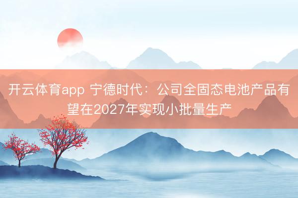 开云体育app 宁德时代：公司全固态电池产品有望在2027年实现小批量生产