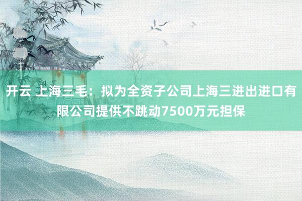 开云 上海三毛：拟为全资子公司上海三进出进口有限公司提供不跳动7500万元担保