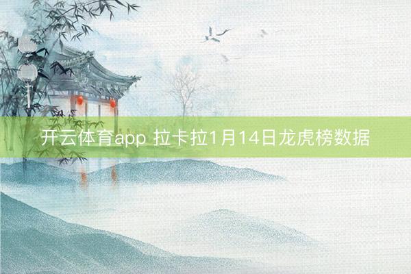 开云体育app 拉卡拉1月14日龙虎榜数据