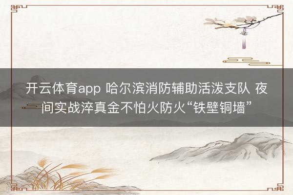 开云体育app 哈尔滨消防辅助活泼支队 夜间实战淬真金不怕火防火“铁壁铜墙”