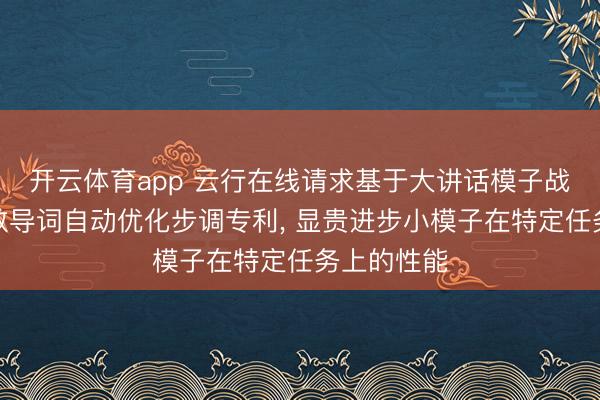 开云体育app 云行在线请求基于大讲话模子战略先验的教导词自动优化步调专利, 显贵进步小模子在特定任务上的性能